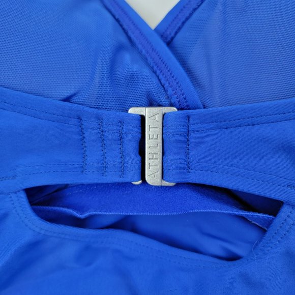 Athleta Tara Tankini Halter Swimsuit Top in Powerful Blue size 32D/DD Tall - Picture 6 of 10